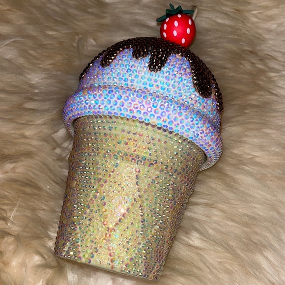 Bling Rhinestone Ice Cream Cup with Straw - Picture 3 of 5